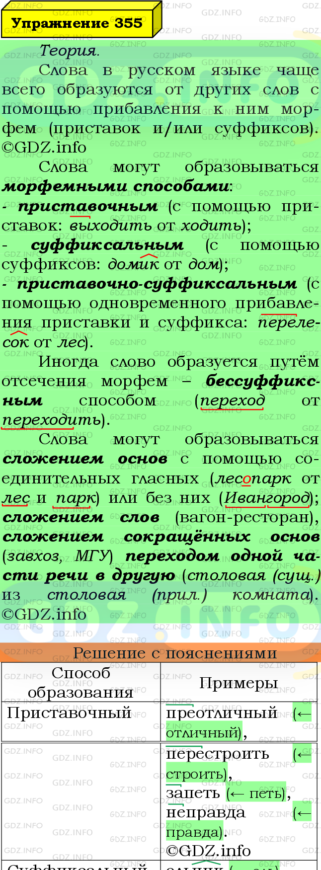 Фото подробного решения: Номер №355 из ГДЗ по Русскому языку 6 класс: Ладыженская Т.А.