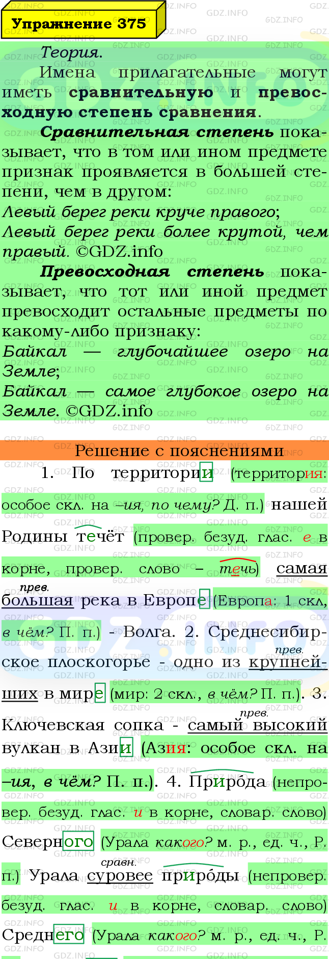 Фото подробного решения: Номер №375 из ГДЗ по Русскому языку 6 класс: Ладыженская Т.А.