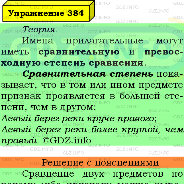 Фото подробного решения: Номер №384 из ГДЗ по Русскому языку 6 класс: Ладыженская Т.А.