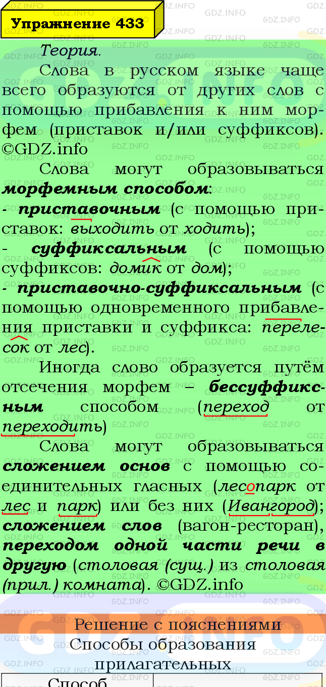 Фото подробного решения: Номер №433 из ГДЗ по Русскому языку 6 класс: Ладыженская Т.А.