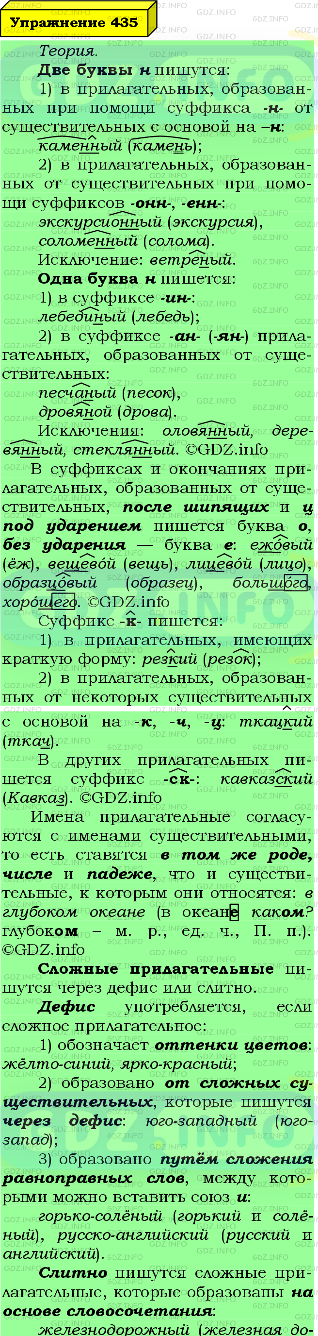Фото подробного решения: Номер №435 из ГДЗ по Русскому языку 6 класс: Ладыженская Т.А.