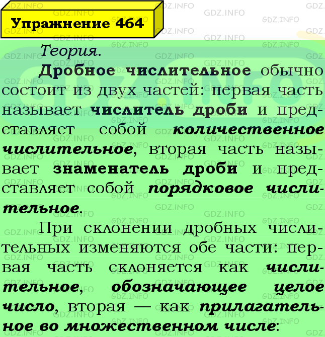Фото подробного решения: Номер №464 из ГДЗ по Русскому языку 6 класс: Ладыженская Т.А.