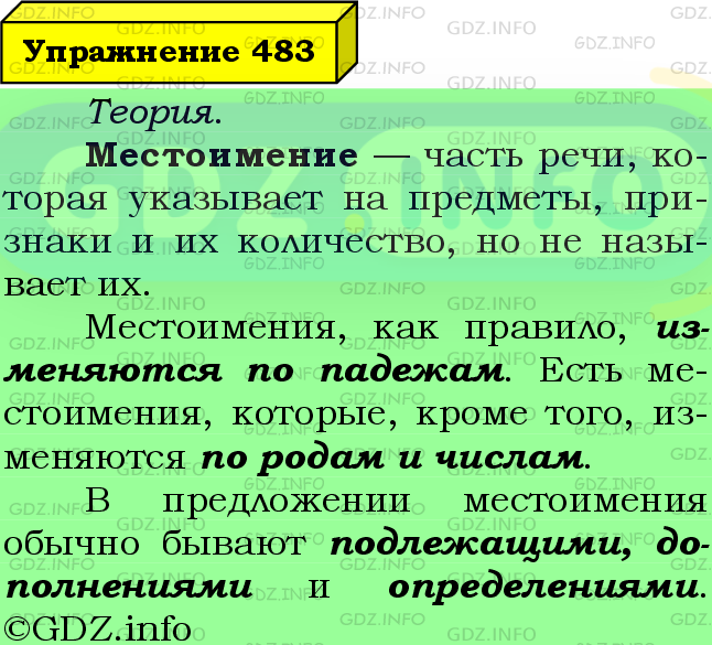 Фото подробного решения: Номер №483 из ГДЗ по Русскому языку 6 класс: Ладыженская Т.А.