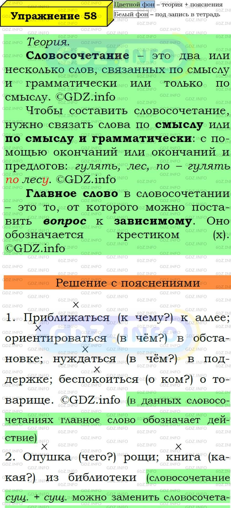 Фото подробного решения: Номер №58 из ГДЗ по Русскому языку 6 класс: Ладыженская Т.А.