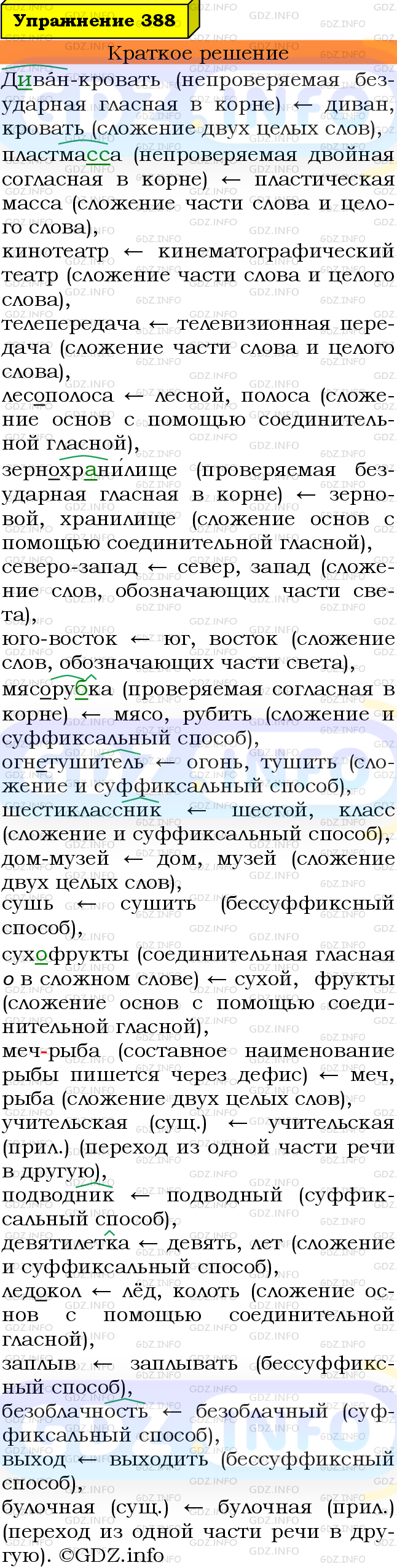 Номер №388 - ГДЗ по Русскому языку 6 класс: Ладыженская Т.А.