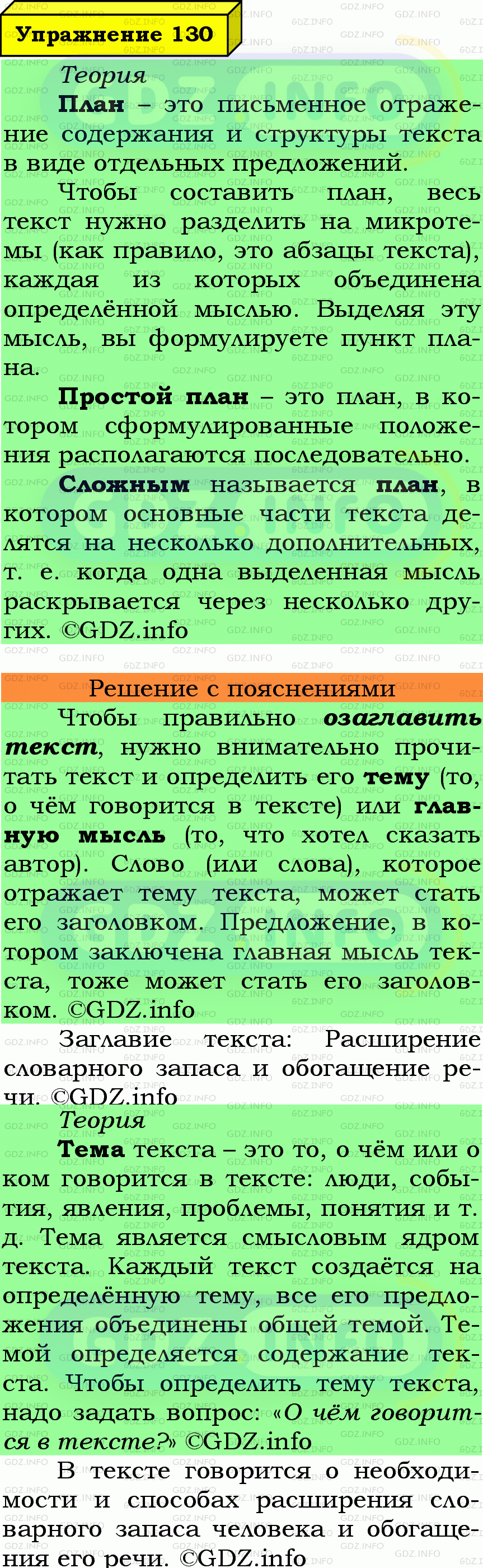 Фото подробного решения: Номер №130 из ГДЗ по Русскому языку 6 класс: Ладыженская Т.А.