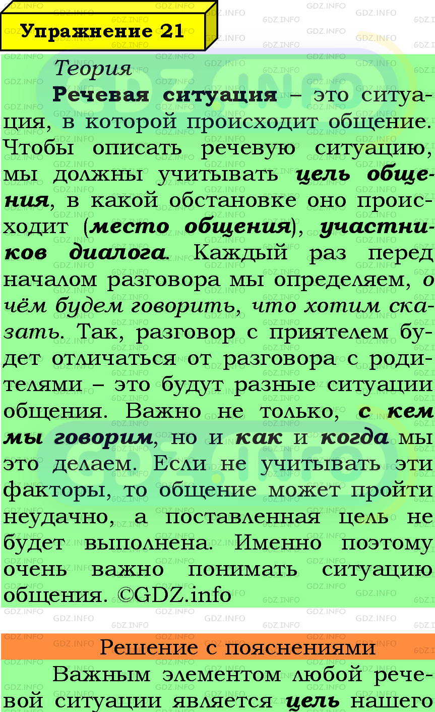 Фото подробного решения: Номер №21 из ГДЗ по Русскому языку 6 класс: Ладыженская Т.А.