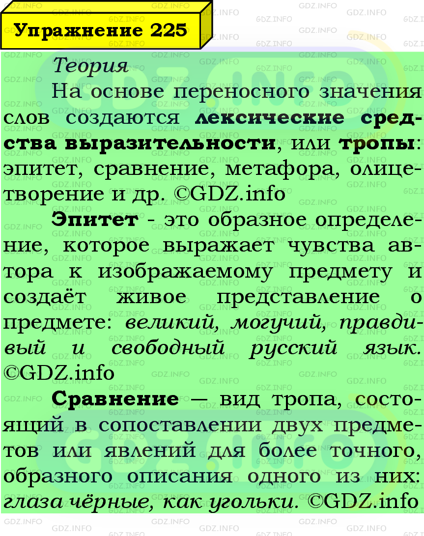Фото подробного решения: Номер №225 из ГДЗ по Русскому языку 6 класс: Ладыженская Т.А.
