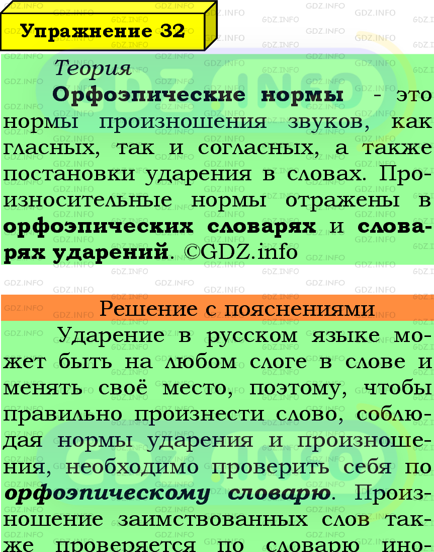 Фото подробного решения: Номер №32 из ГДЗ по Русскому языку 6 класс: Ладыженская Т.А.