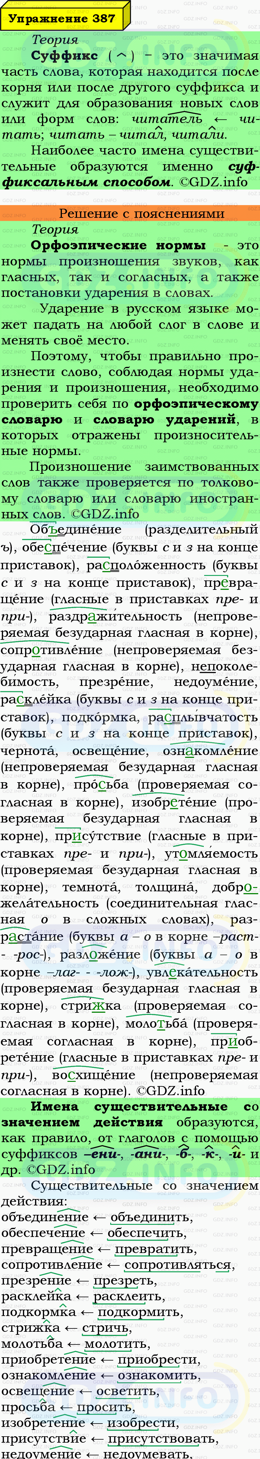 Фото подробного решения: Номер №387 из ГДЗ по Русскому языку 6 класс: Ладыженская Т.А.