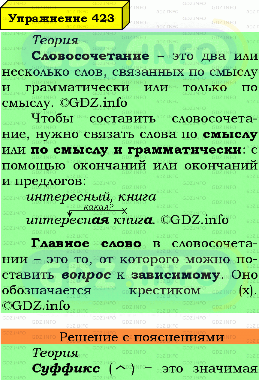 Фото подробного решения: Номер №423 из ГДЗ по Русскому языку 6 класс: Ладыженская Т.А.