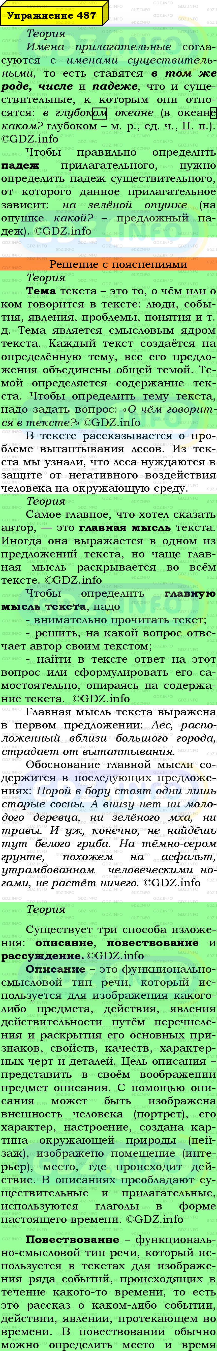 Фото подробного решения: Номер №487 из ГДЗ по Русскому языку 6 класс: Ладыженская Т.А.