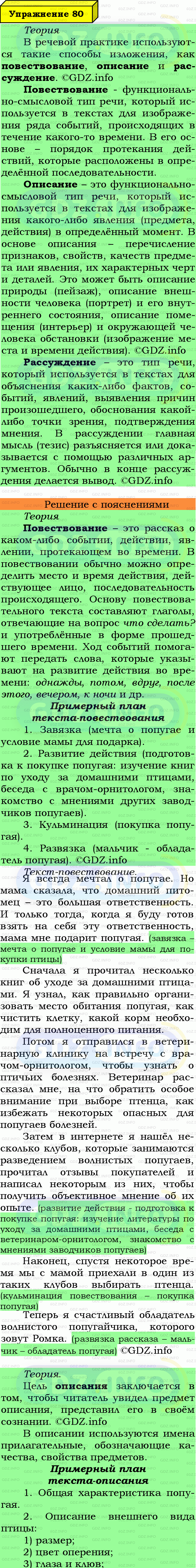 Фото подробного решения: Номер №80 из ГДЗ по Русскому языку 6 класс: Ладыженская Т.А.