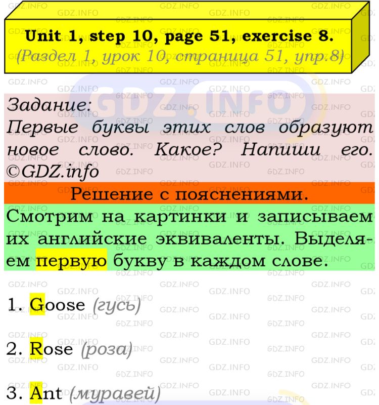Фото подробного решения: UNIT 1, Step 10, Номер 8 из ГДЗ по Английскому языку 5 класс: Афанасьева (Учебник Rainbow)