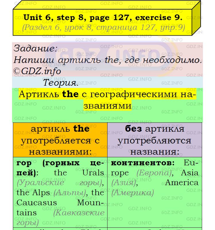 Фото подробного решения: UNIT 6, Step 8, Номер 9 из ГДЗ по Английскому языку 5 класс: Афанасьева (Учебник Rainbow)