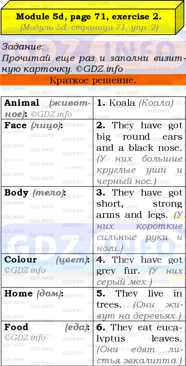 Module 5, Страница 71, Номер 2 - ГДЗ по Английскому языку 5 класс: Ваулина  (Учебник Spotlight)