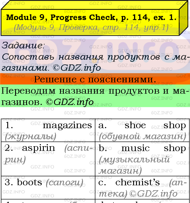 Фото подробного решения: Module 9, Странциа 114, Номер 1 из ГДЗ по Английскому языку 5 класс: Ваулина (Учебник Spotlight)