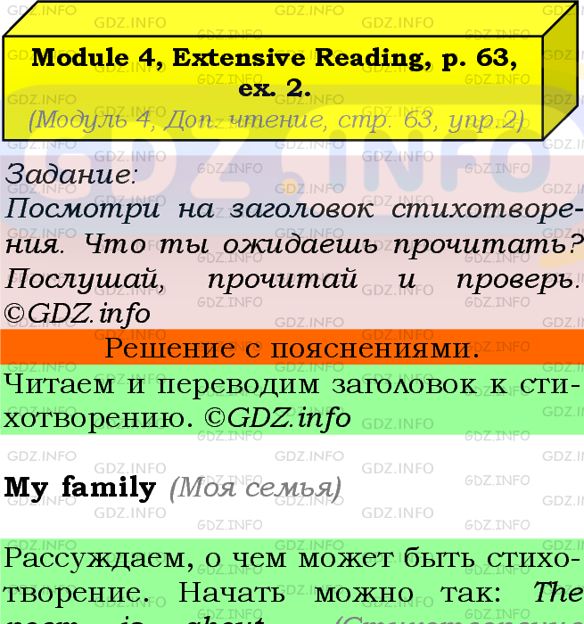 Фото подробного решения: Module 4, Страница 63, Номер 2 из ГДЗ по Английскому языку 5 класс: Ваулина (Учебник Spotlight)