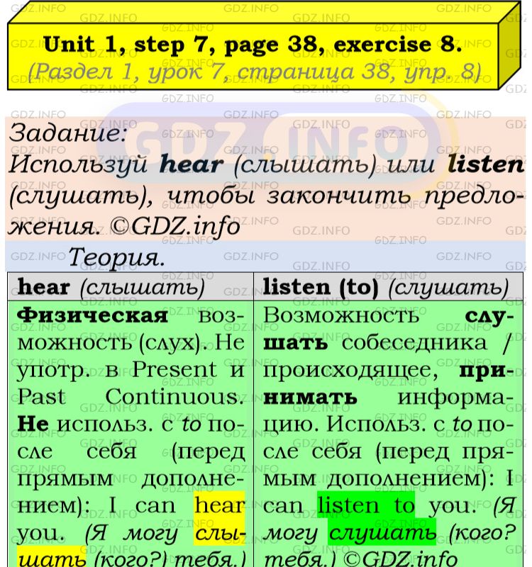 Фото подробного решения: UNIT 1, Step 7, Номер 8 из ГДЗ по Английскому языку 6 класс: Афанасьева (Учебник Rainbow)