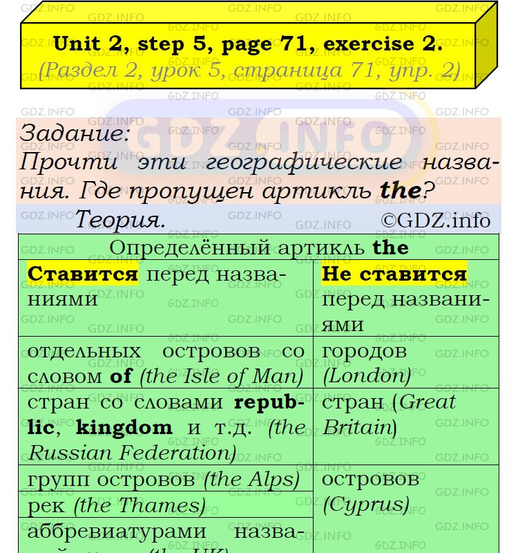 Фото подробного решения: UNIT 2, Step 5, Номер 2 из ГДЗ по Английскому языку 6 класс: Афанасьева (Учебник Rainbow)