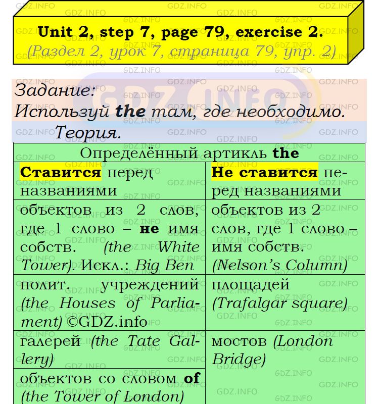 Фото подробного решения: UNIT 2, Step 7, Номер 2 из ГДЗ по Английскому языку 6 класс: Афанасьева (Учебник Rainbow)
