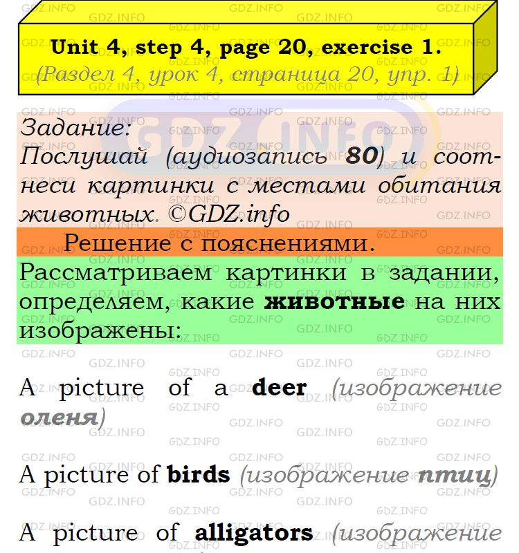 Фото подробного решения: UNIT 4, Step 4, Номер 1 из ГДЗ по Английскому языку 6 класс: Афанасьева (Учебник Rainbow)