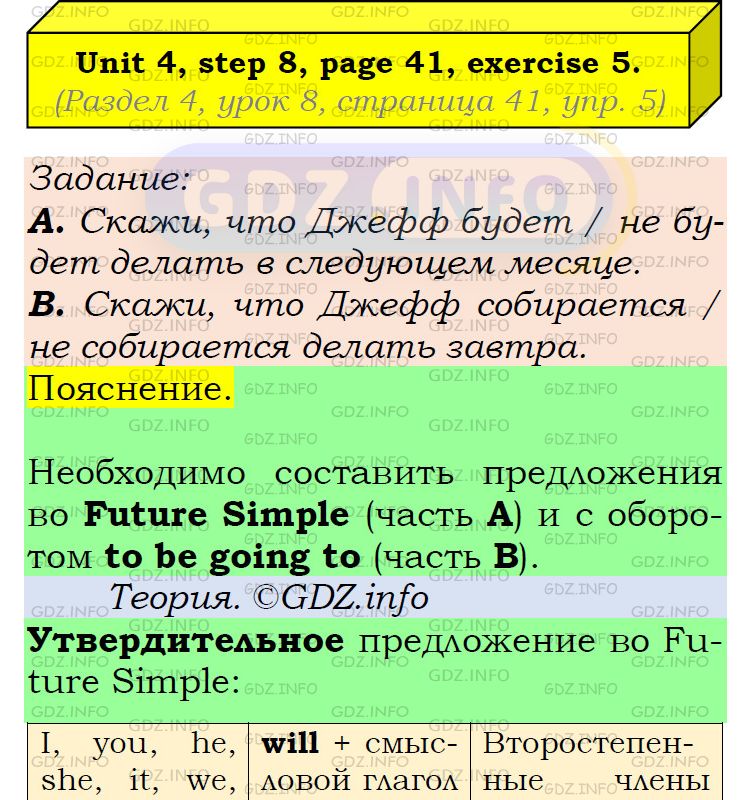 Фото подробного решения: UNIT 4, Step 8, Номер 5 из ГДЗ по Английскому языку 6 класс: Афанасьева (Учебник Rainbow)
