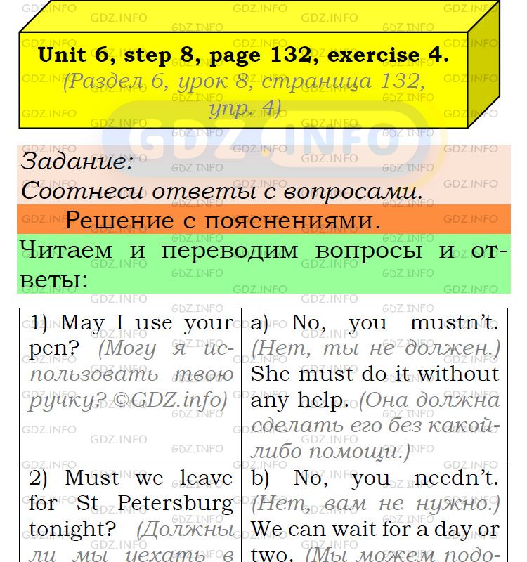 Фото подробного решения: UNIT 6, Step 8, Номер 4 из ГДЗ по Английскому языку 6 класс: Афанасьева (Учебник Rainbow)