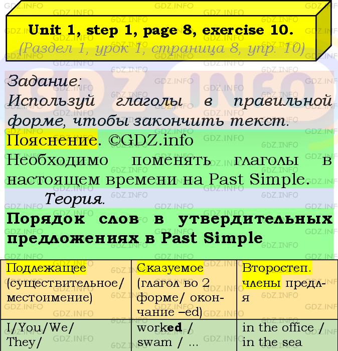 Фото подробного решения: UNIT 1, Step 1, Номер 10 из ГДЗ по Английскому языку 7 класс: Афанасьева (Учебник Rainbow)