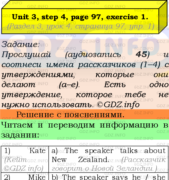 Фото подробного решения: UNIT 3, Step 4, Номер 1 из ГДЗ по Английскому языку 7 класс: Афанасьева (Учебник Rainbow)