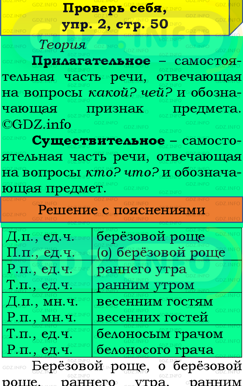 Фото подробного решения: Проверь себя, страница 50 №2, Часть 2 из ГДЗ по Русскому языку 4 класс: Канакина В.П.