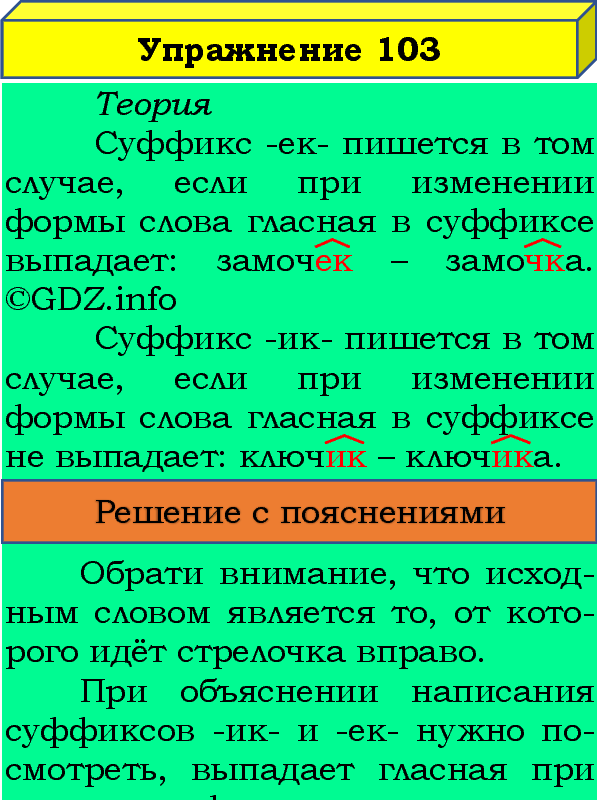Фото подробного решения: Номер №103, Часть 1 из ГДЗ по Русскому языку 4 класс: Канакина В.П.