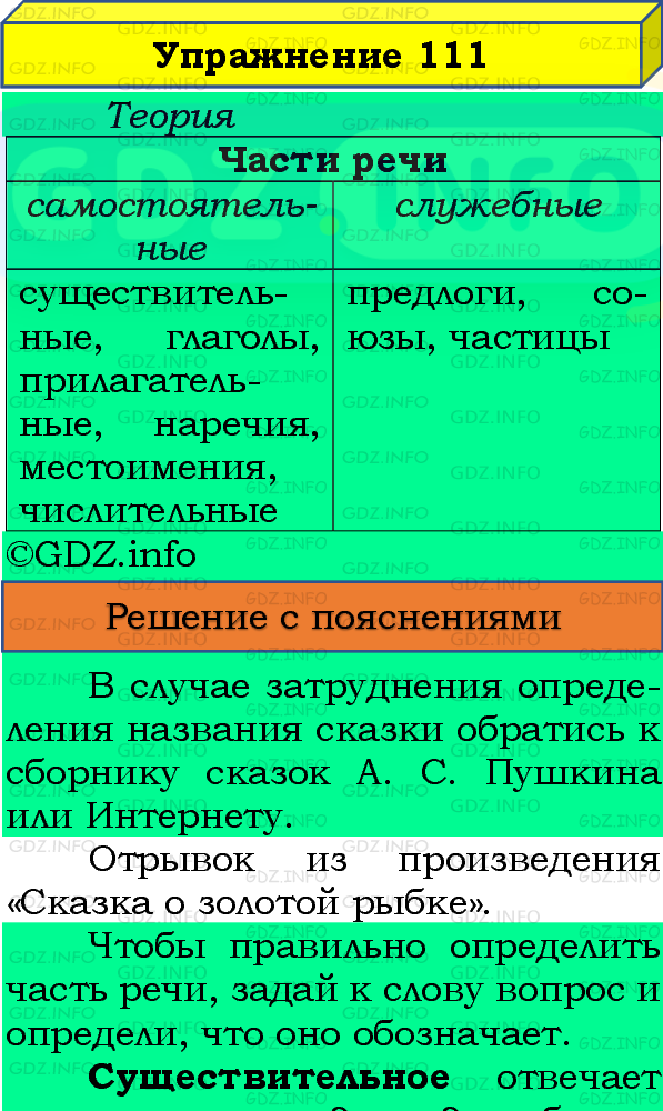 Фото подробного решения: Номер №111, Часть 1 из ГДЗ по Русскому языку 4 класс: Канакина В.П.
