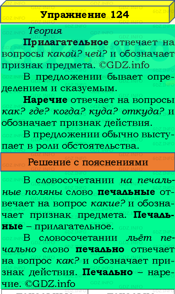 Фото подробного решения: Номер №124, Часть 1 из ГДЗ по Русскому языку 4 класс: Канакина В.П.