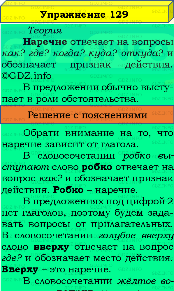 Фото подробного решения: Номер №129, Часть 1 из ГДЗ по Русскому языку 4 класс: Канакина В.П.