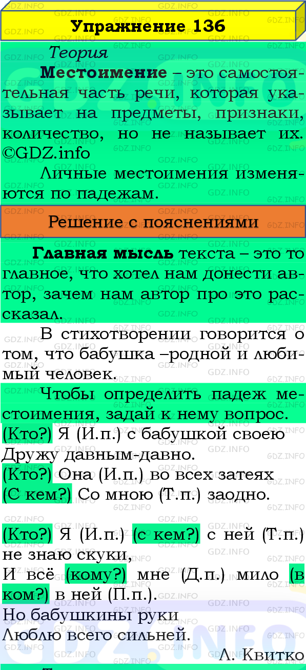 Фото подробного решения: Номер №136, Часть 2 из ГДЗ по Русскому языку 4 класс: Канакина В.П.