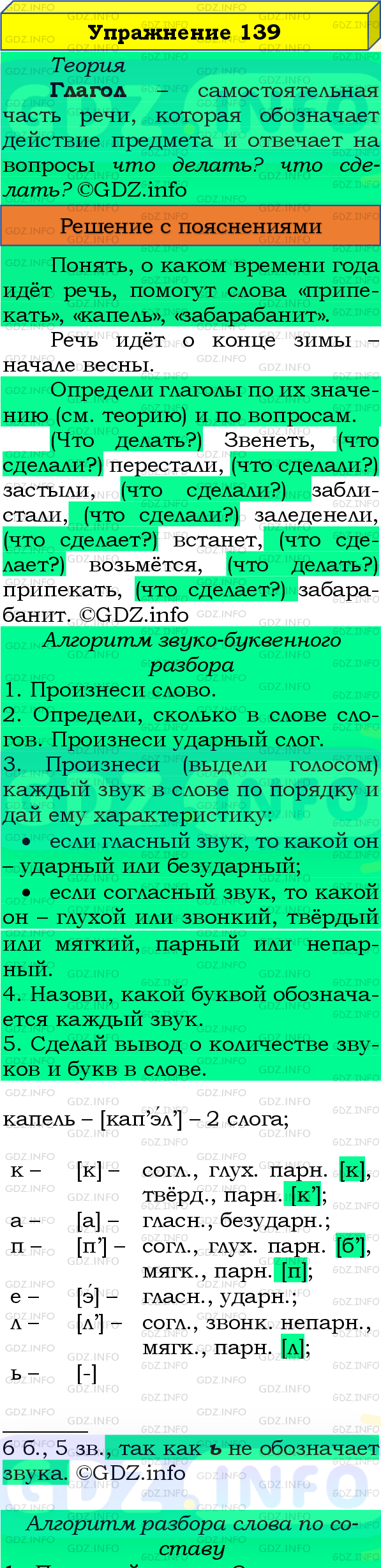 Фото подробного решения: Номер №139, Часть 2 из ГДЗ по Русскому языку 4 класс: Канакина В.П.