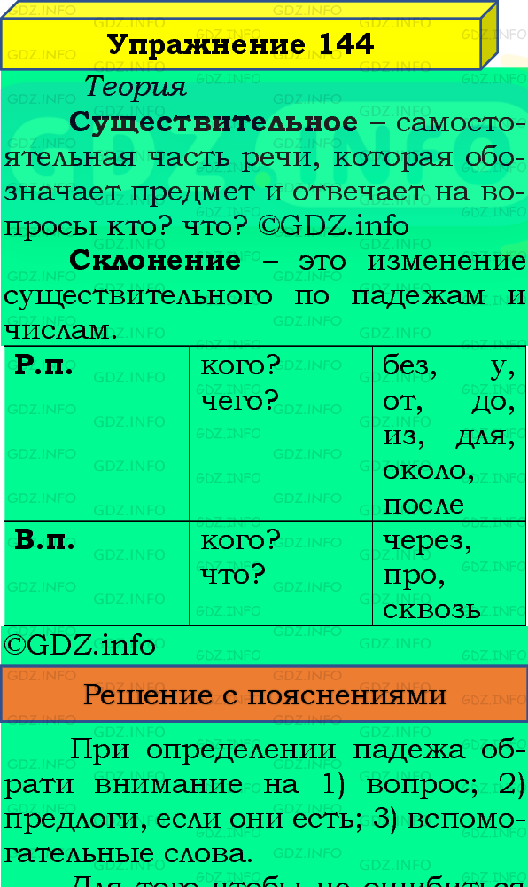 Фото подробного решения: Номер №144, Часть 1 из ГДЗ по Русскому языку 4 класс: Канакина В.П.
