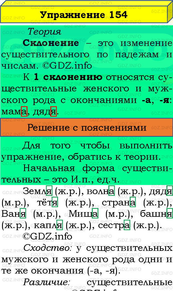 Фото подробного решения: Номер №154, Часть 1 из ГДЗ по Русскому языку 4 класс: Канакина В.П.