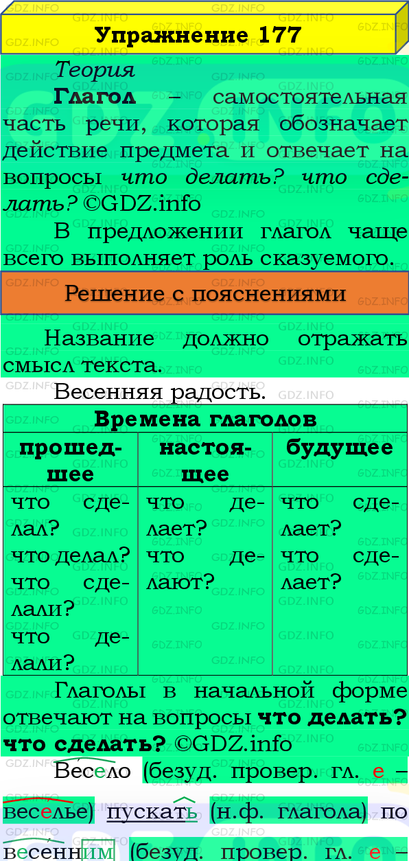 Фото подробного решения: Номер №177, Часть 2 из ГДЗ по Русскому языку 4 класс: Канакина В.П.