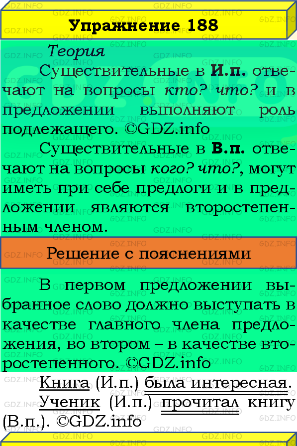 Фото подробного решения: Номер №188, Часть 1 из ГДЗ по Русскому языку 4 класс: Канакина В.П.