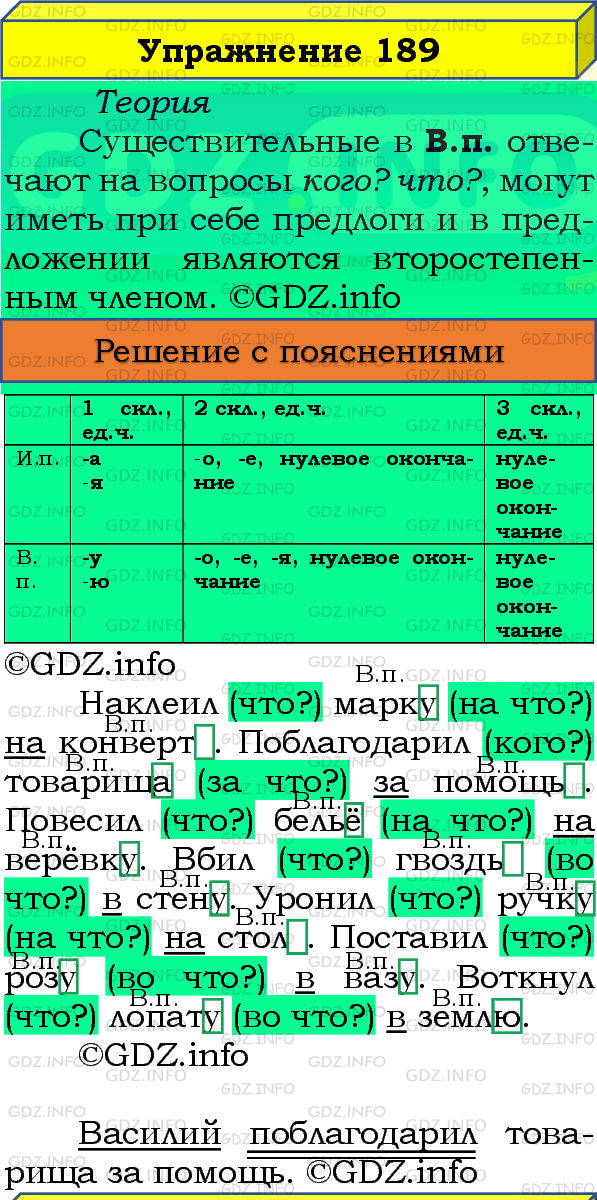 Фото подробного решения: Номер №189, Часть 1 из ГДЗ по Русскому языку 4 класс: Канакина В.П.