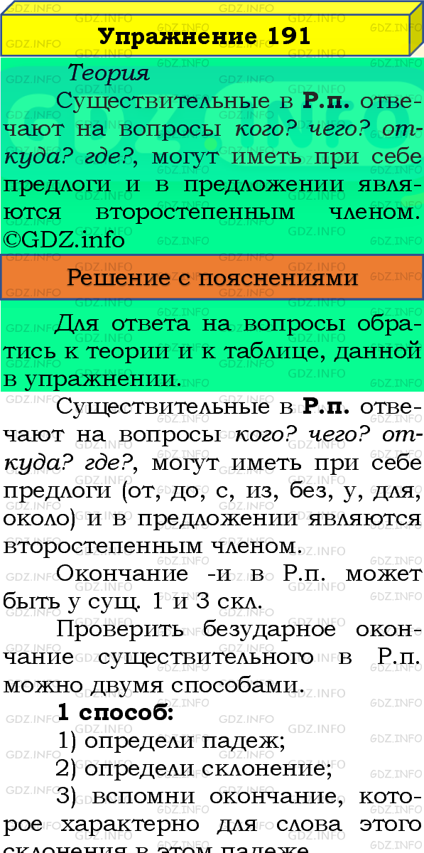 Фото подробного решения: Номер №191, Часть 1 из ГДЗ по Русскому языку 4 класс: Канакина В.П.