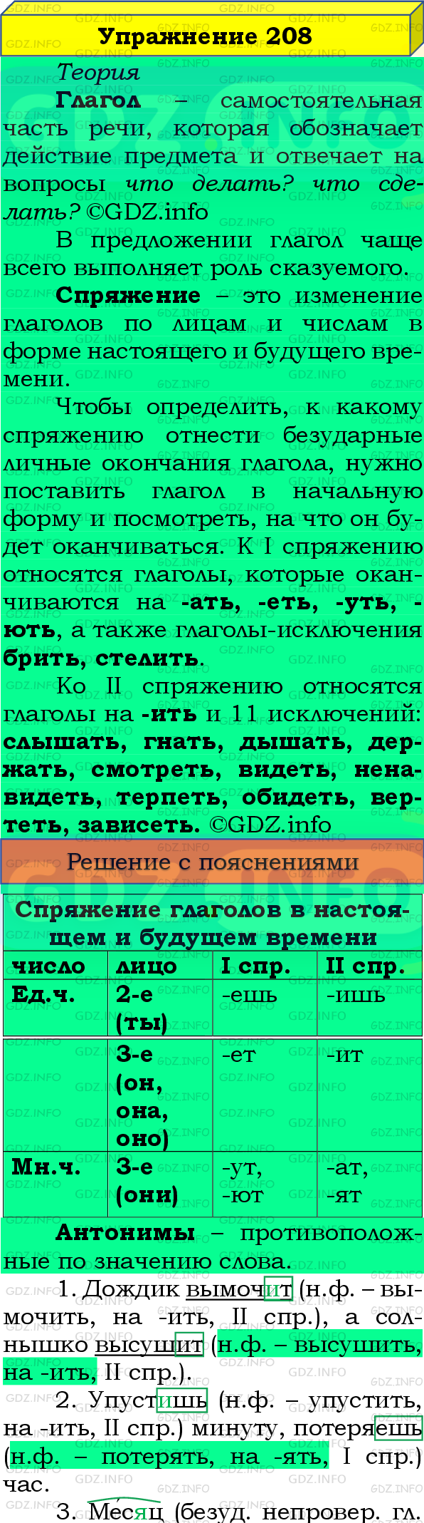 Фото подробного решения: Номер №208, Часть 2 из ГДЗ по Русскому языку 4 класс: Канакина В.П.