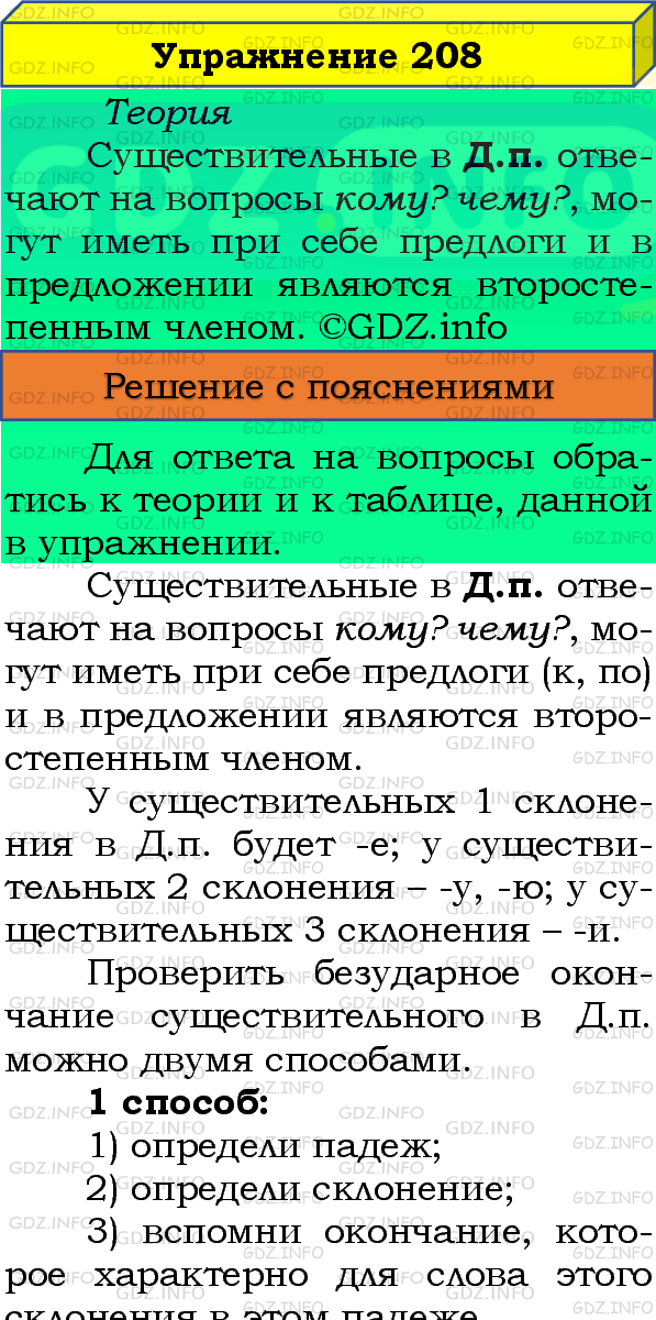 Фото подробного решения: Номер №208, Часть 1 из ГДЗ по Русскому языку 4 класс: Канакина В.П.