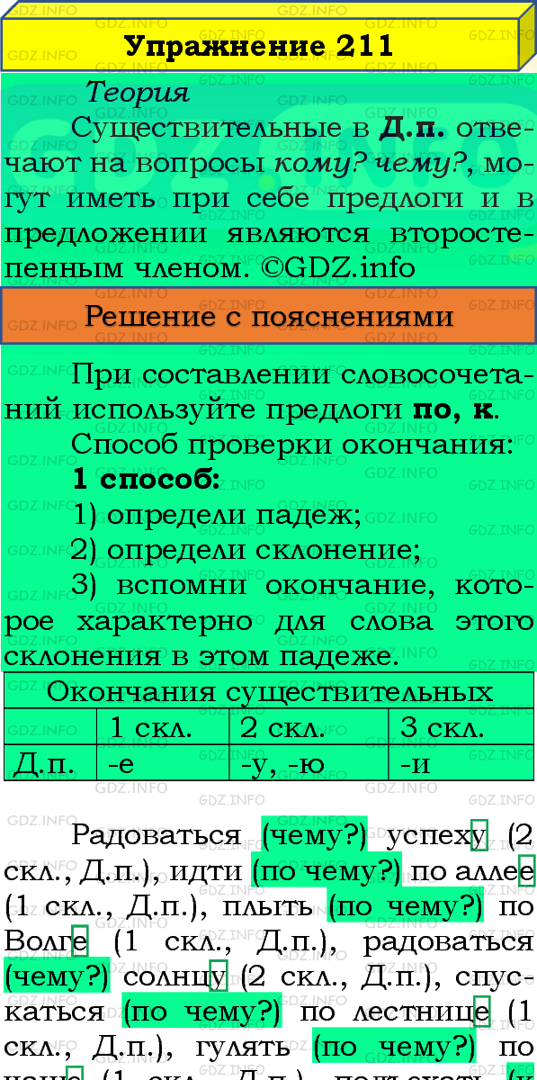 Фото подробного решения: Номер №211, Часть 1 из ГДЗ по Русскому языку 4 класс: Канакина В.П.