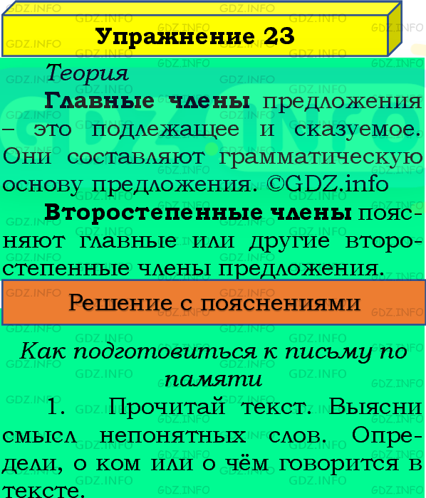 Фото подробного решения: Номер №23, Часть 1 из ГДЗ по Русскому языку 4 класс: Канакина В.П.