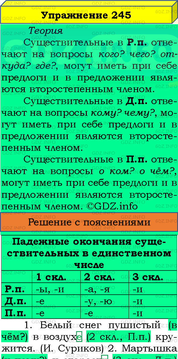 Фото подробного решения: Номер №245, Часть 1 из ГДЗ по Русскому языку 4 класс: Канакина В.П.