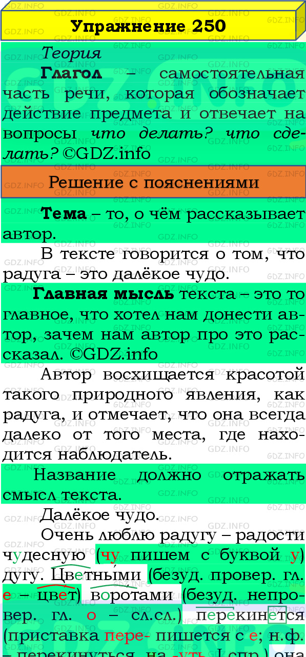 Фото подробного решения: Номер №250, Часть 2 из ГДЗ по Русскому языку 4 класс: Канакина В.П.