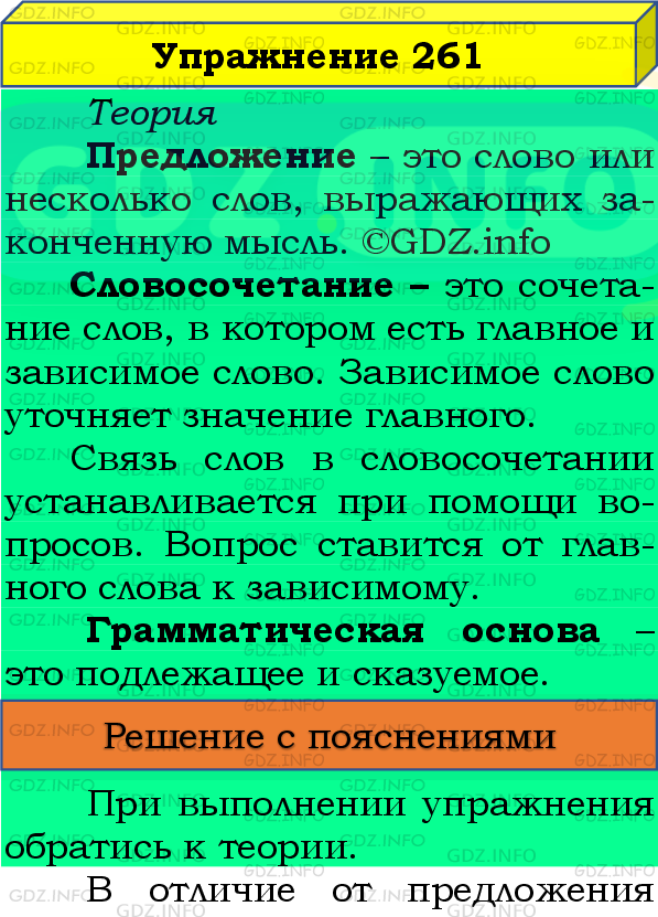 Фото подробного решения: Номер №261, Часть 2 из ГДЗ по Русскому языку 4 класс: Канакина В.П.